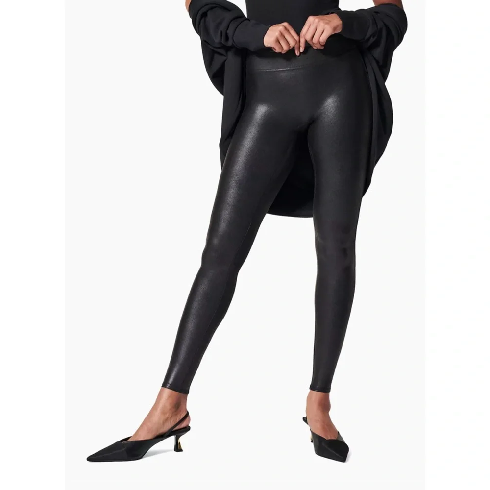 SPANX Faux Leather Leggings - Tummy Control - Power Compression - High Waist! - Picture 4 of 5